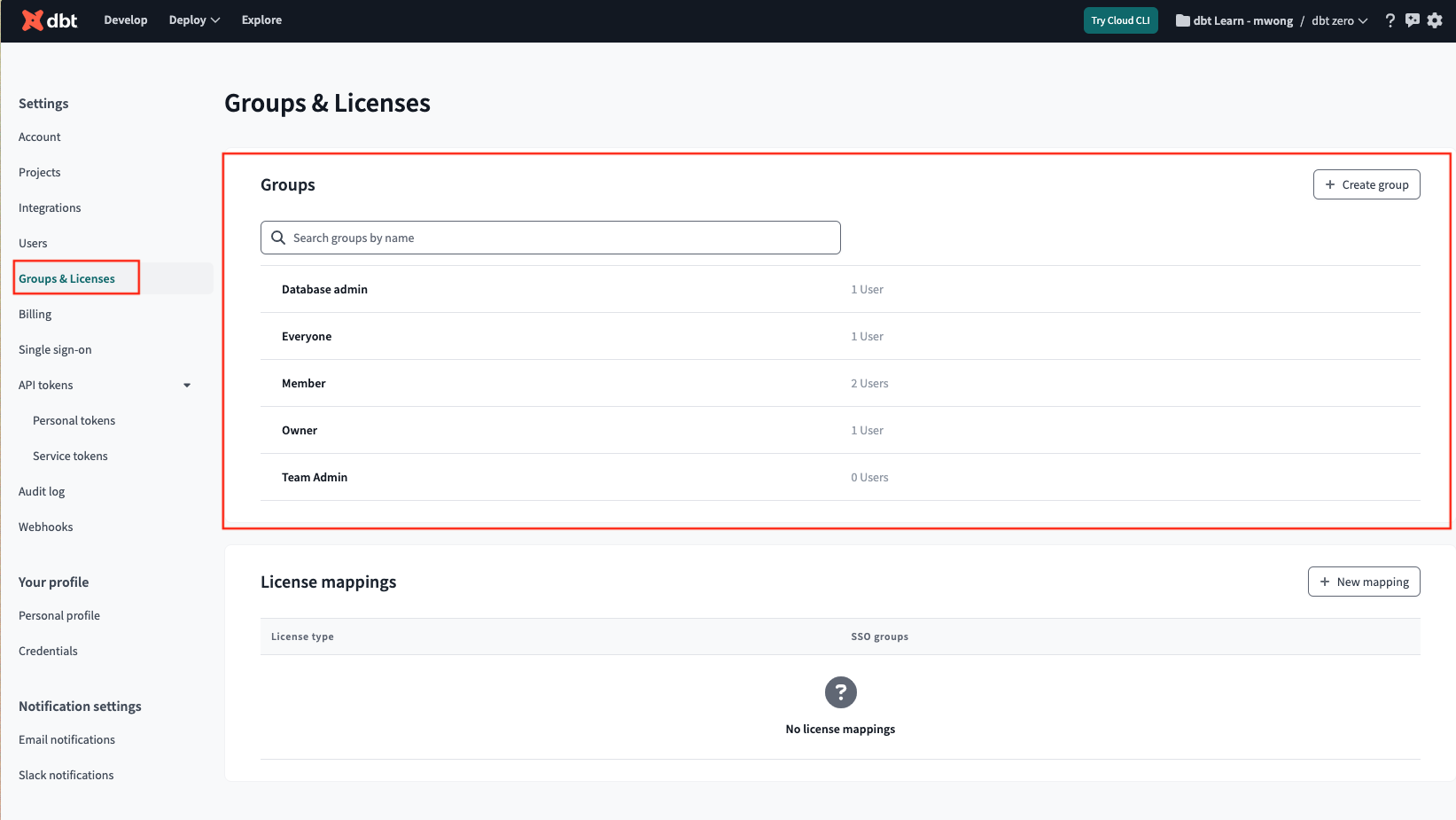 Navigate to Groups